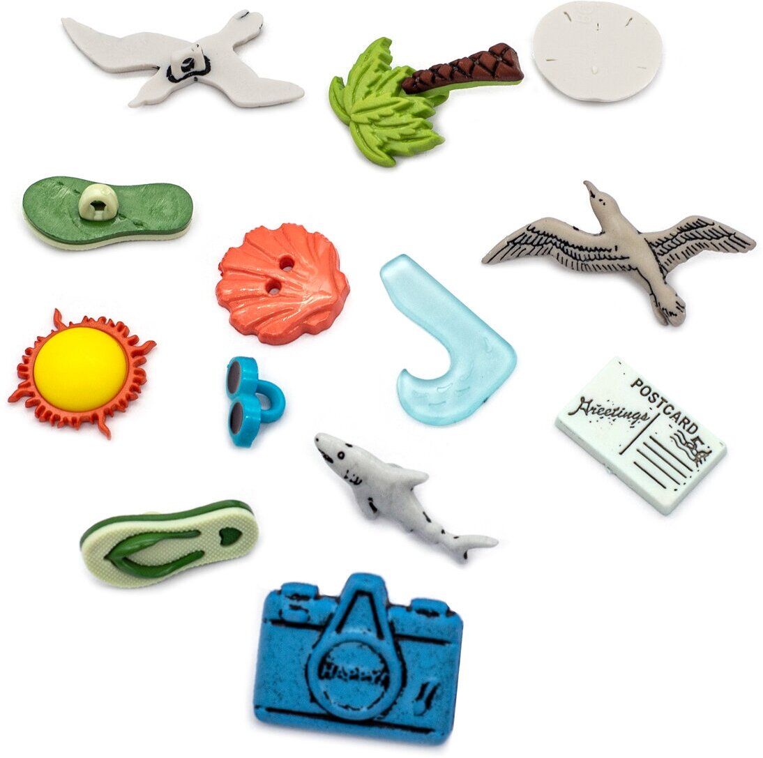 Пуговицы фигурные Buttons Galore & More 'Пляж', пластик, 13 шт
