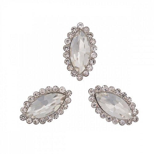 Стразы пришивные в цапах стекло TBY арт. MS.01. W цв. белый 11х20 мм, уп. 50шт