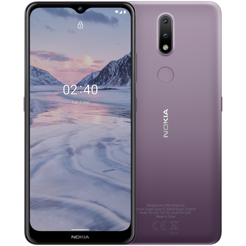 Смартфон NOKIA 2.4 DS TA-1270 PURPLE 2/32, 6.5” 20:9 1600x720, 2.0GHz, 4 Core, 2GB RAM, 32GB, up to 512GB flash, 13Mpix+2pix/5Mpix, 2 Sim, GSM, WCDMA, LTE, BT v5.0, Wi-Fi, GPS/AGPS+GLONASS+Beidou, ALS,Proximity sensor, Accelerometer, Micro-USB, 4500mAh, Android 10, 165.85 ммx76.30 ммx8,69 мм