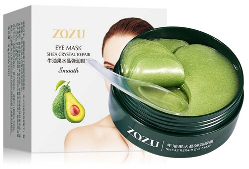 Zozu / Увлажняющие гидрогелевые патчи Zozu Shea Crystal с экстрактом авокадо и маслом Shea Eye Mask, 60 шт