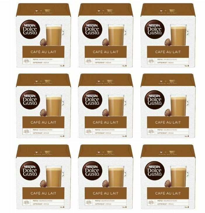 Капсулы для кофе Nescafe Dolce Gusto Cafe Au Lait 9x16 , 144 шт. - фотография № 1