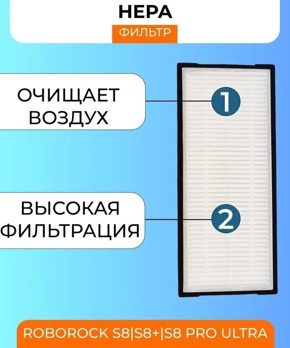 Для робота-пылесоса Xiaomi, Roborock S8/S8+/S8 Pro Ultra: Салфетка-микрофибра 3 шт, HEPA-фильтр 2 шт, черная боковая щетка, 2шт основные щетки - фотография № 9