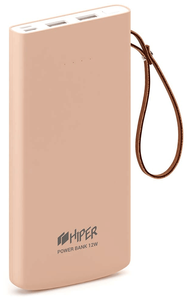 Внешний аккумулятор HIPER TRAVEL 10K Li-Pol 10000 mAh Soft-touch 2.4A+1.5A 2xUSB 1xType-C персиковый