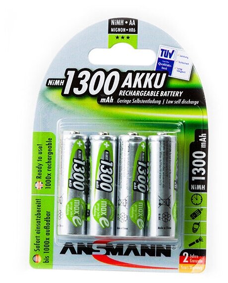ANSMANN Аккумулятор ANSMANN Ni-MH AA 1300mAh maxE BL4, 4шт (5030792-RU)