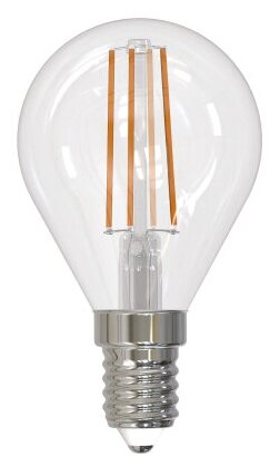 Светодиодная лампа Uniel LED-G45-9W/3000K/E14/CL/DIM GLA01TR диммируемая. Форма "шар", прозрачная. Серия Air. Теплый белый свет (3000K).