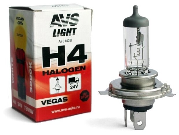 Галогенная лампа AVS Vegas H4.24V.75/70W.1шт.