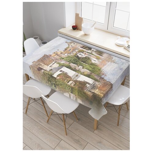 фото Скатерть прямоугольная на кухонный стол "городской пейзаж" из оксфорда, 120x145 см joyarty