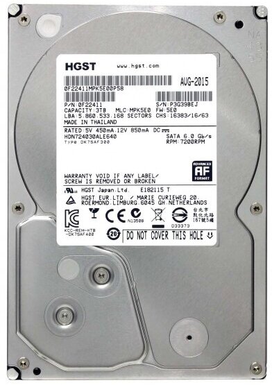 Жесткий диск Hitachi 0F22411 3Tb SATAIII 3,5" HDD