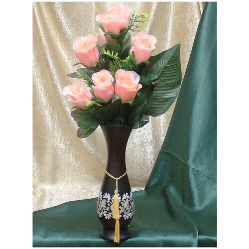 Роза декоративная искусственная реалистичная высота 55 см розовая 9 красивых бутонов цена за 1 цветок 508₽