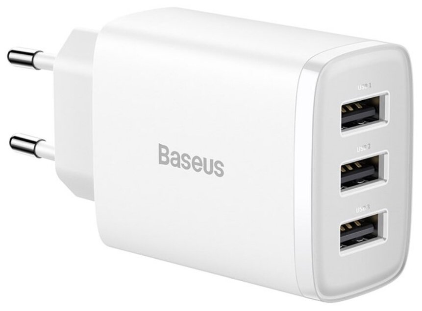 Сетевое зарядное устройство Baseus Compact Charger 3U 17W EU White (CCXJ020102)