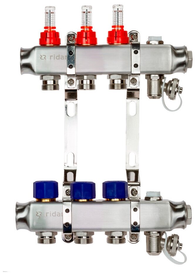 Комплект коллекторов Ридан SSM-3RF set с расходомерами и кронштейнами, 3 контура