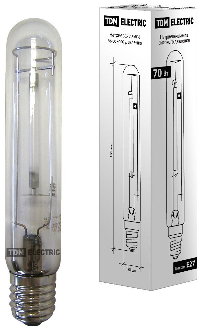 Лампа натриевая высокого давления ДНаТ 70 Вт Е27, TDM SQ0325-0001 (25 шт.)