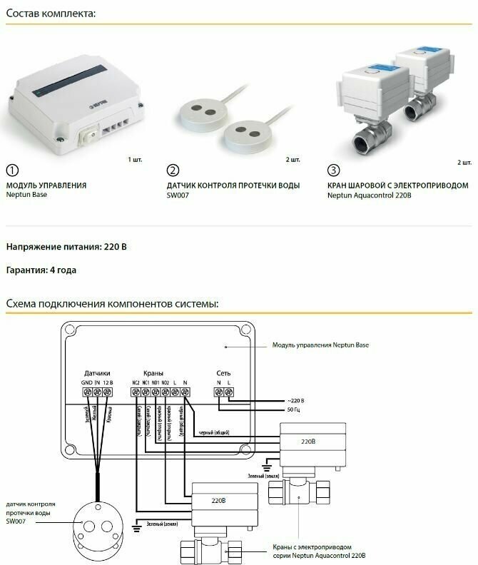 Система контроля протечки воды NEPTUN AQUACONTROL 1/2 дюйма