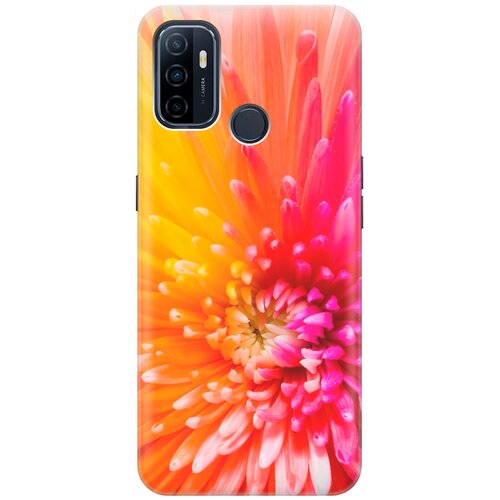 фото Ультратонкий силиконовый чехол-накладка для oppo a53 / a32 с принтом "розовая хризантема" gosso