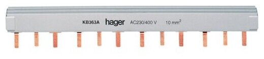 Гребенчатая шинка Hager, 3-полюсная, 10мм², 12M KB363A KB363A - фотография № 2