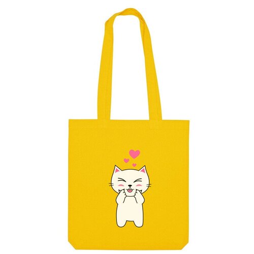 Сумка шоппер Us Basic, желтый сумка влюблённый кот фиолетовый