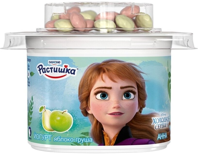 Йогурт Растишка Яблоко-Груша с печеньем в шоколаде 3% 118г Danone - фото №6