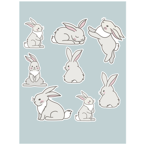 Наклейки стикеры Кролики детские наклейки merimeri наклейки кролики с блестками