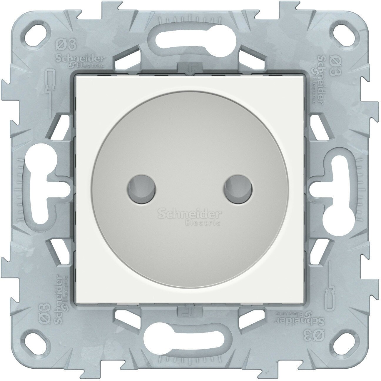 Розетка одинарная 1 м без заземления со шторками Unica NEW белый 16А механизм встроенный монтаж (Schneider Electric), NU503318