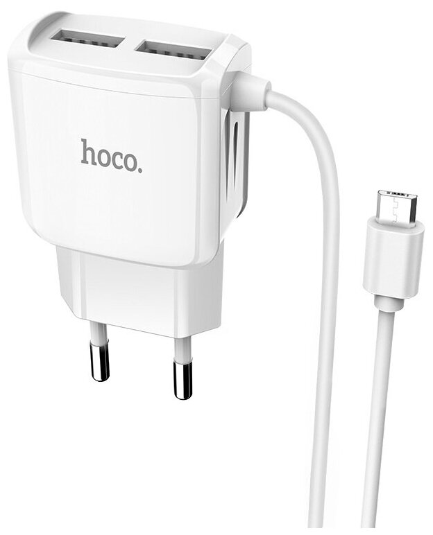 Сетевое зарядное устройство Hoco C59A Mega joy со встроенным кабелем MicroUSB