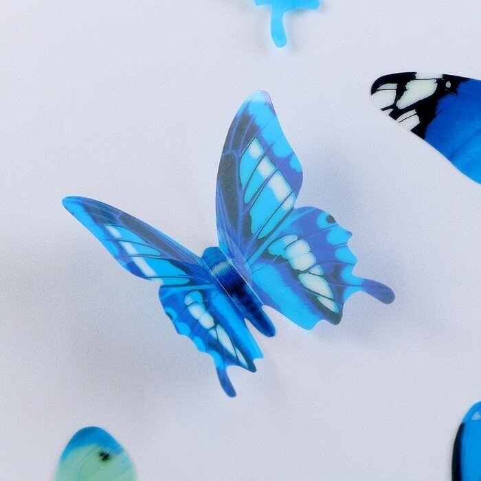 Набор для украшения «Бабочки», 12 шт, цвет голубой - фотография № 3