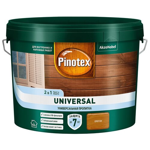 Антисептик Pinotex Universal 2 в 1 декоративный для дерева орегон 9 л