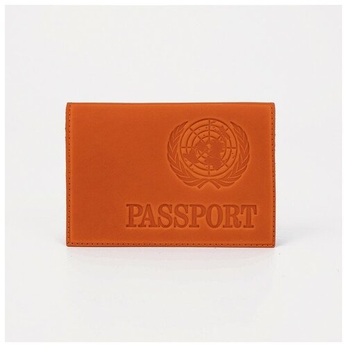 Кожаная обложка на паспорт тиснение, латинские буквы, цвет рыжий