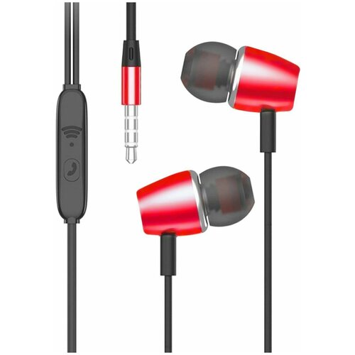 Проводные наушники с микрофоном внутриканальные SKYDOLPHIN SR24, 3.5 Jack, красный, 1 шт. микрофон проводной sven mk 200 разъем mini jack 3 5 mm черный 1 шт