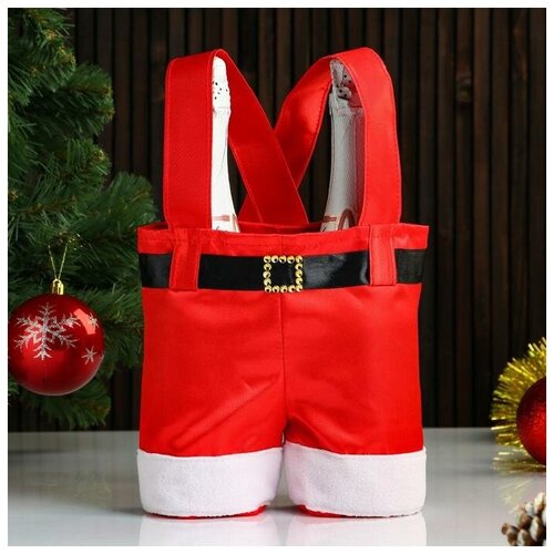 Чехол-сумка для бутылок «Штаны Деда Мороза», цвет красный