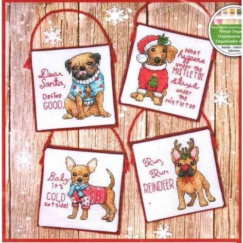 Набор для вышивания Dimensions 70-08972 Christmas Pups. Ornaments Рождественские щенки