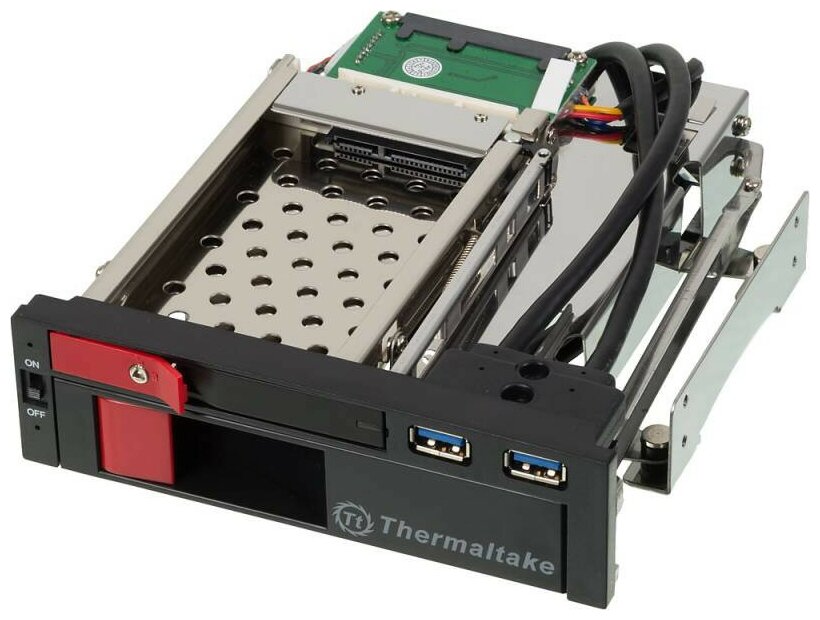 Сменный бокс для HDD Thermaltake Max5 Duo ST0026Z SATA III пластик/сталь черный 2.5" 3.5"