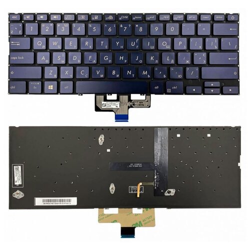 Клавиатура для Asus UX434FA Blue с подсветкой p/n: 0KN1-SZ1US13, 0KNB0-262GUS00, NSK-WR0BU клавиатура для asus fx502 fx502v с красной подсветкой p n v156230es1 0knb0 6615us00