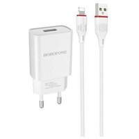 Сетевое зарядное устройство Borofone BA20A Sharp + кабель Lightning, 5 Вт, Global, белый