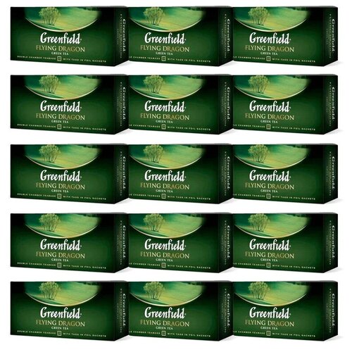 фото Чай зеленый greenfield flying dragon в пакетиках набор 15 упаковок, 375 шт.