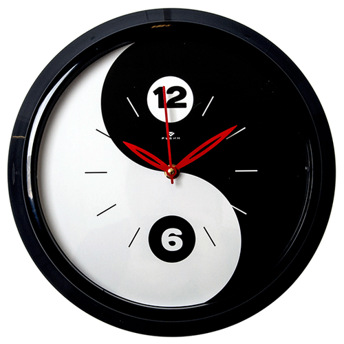 фото Часы настенные инь ян, диаметр 30 см, черно-белые рубин