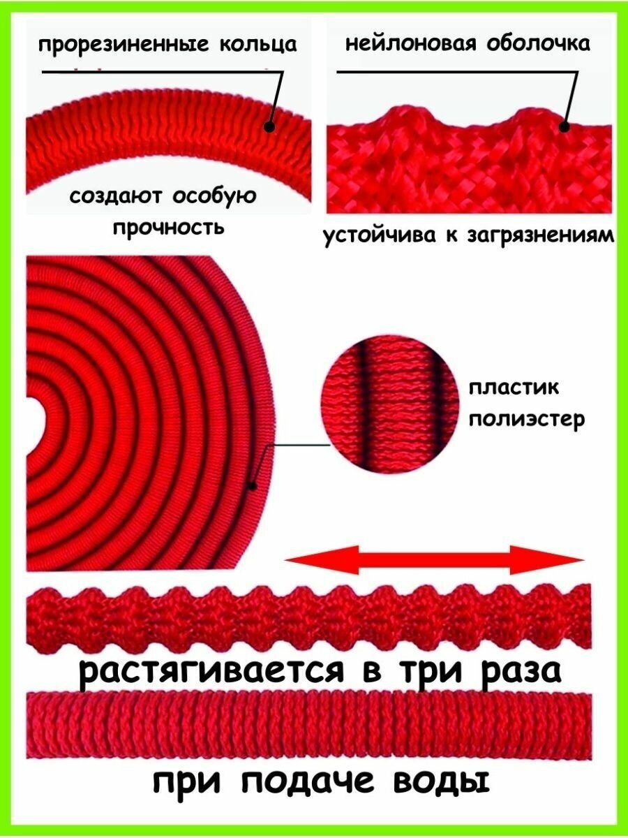 Чудо шланг для полива растягивающийся с насадка лейка - фотография № 8
