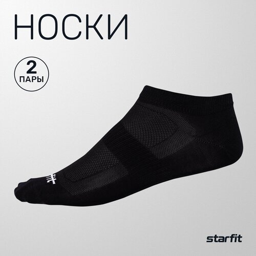 Носки Starfit, 2 пары, размер 43-46, черный носки низкие starfit sw 205 желтый бирюзовый 2 пары размер 35 38