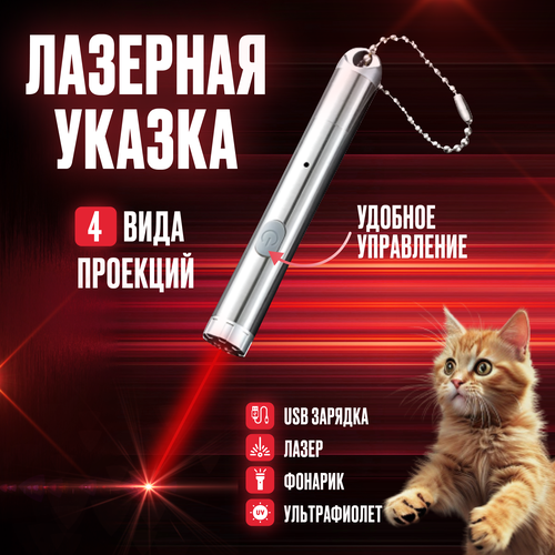 лазерная указка для животных с фонариком foraver игрушка для кошек лазер уф с usb зарядкой Лазерная указка для кошек и собак, Лазер, Игрушка дразнилка для кошек и котят, УФ, Фонарик, с USB зарядкой