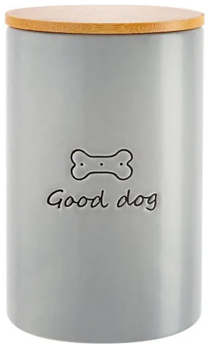 Бокс Mr.Kranch керамический для хранения корма для собак GOOD DOG 850 мл серый - фотография № 6