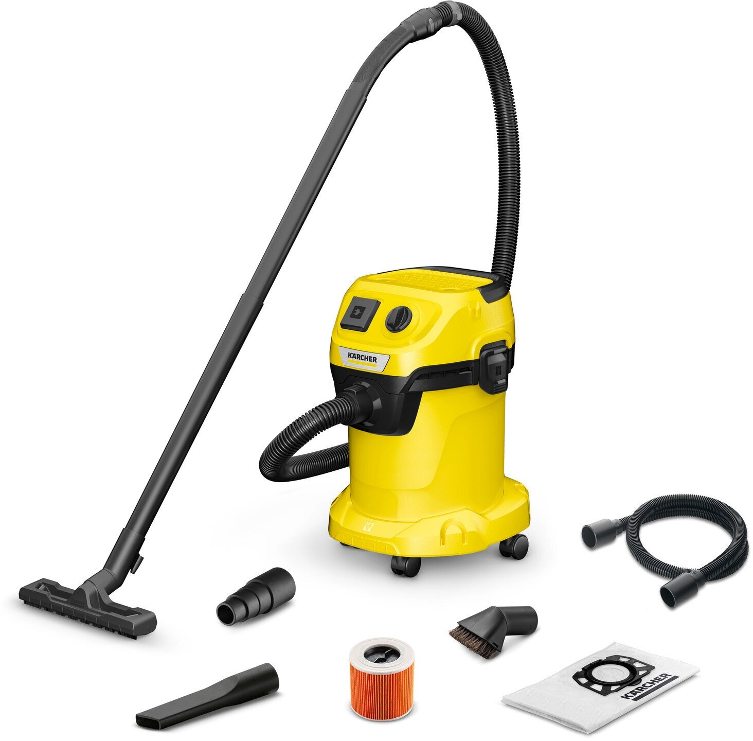 Хозяйственный пылесос KARCHER WD 3 P V-17/4/20 Workshop, 1000 Вт, Желтый