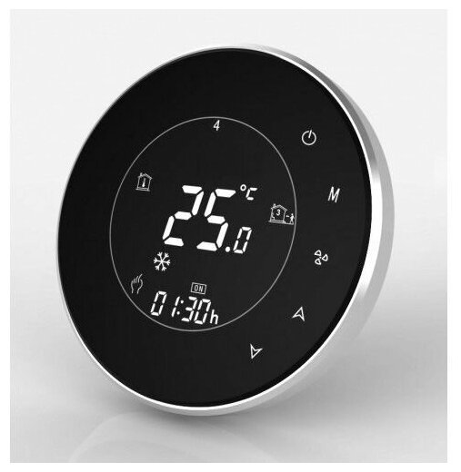 Комнатный термостат с WiFi, FHT-6000GALW, 5A корпус Круглый цвет Чер., Экран Черн., буквы Бел.