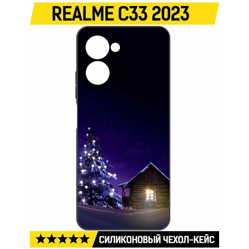 Чехол-накладка Krutoff Soft Case Зимний домик для Realme C33 2023 черный