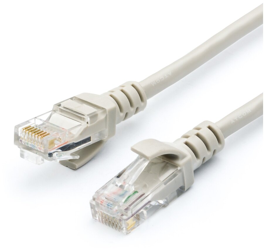 Патч-корд UTP 15 m, литой, RJ45, Cat.5e, Atcom,(AT4965) серый