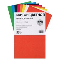 Картон цветной ТероПром 7558416 А4, 8 листов, 8 цветов, Calligrata, немелованный 220 г/м2, на скобе