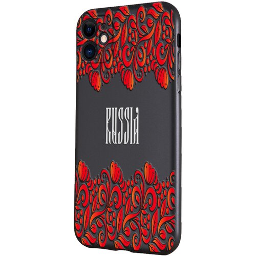 Силиконовый чехол с защитой камеры Mcover для Apple iPhone 11 с рисунком Russia орнамент силиконовый чехол с защитой камеры mcover для apple iphone 12 с рисунком россия орнамент