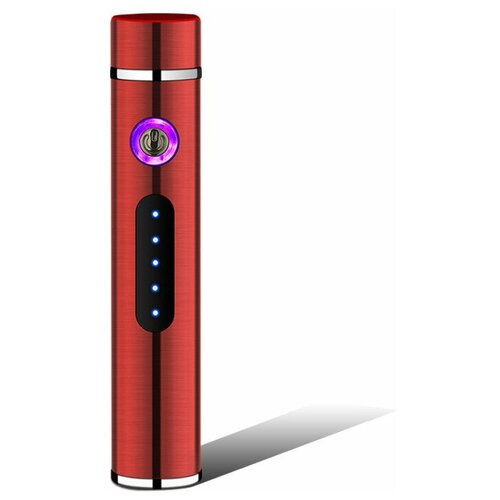 Зажигалка электрическая, USB зарядка, цилиндрическая форма, цвет красный