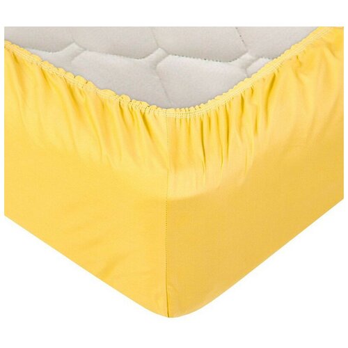фото Простыня 180х200 на резинке сатин желтый артдизайн