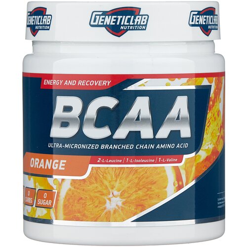 Аминокислотный комплекс Geneticlab Nutrition BCAA 2:1:1, апельсин, 250 гр. geneticlab bcaa 2 1 1 250 гр фруктовый пунш