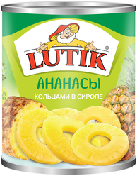 Консервированные ананасы Lutik ломтиками в сиропе, жестяная банка, 580 мл