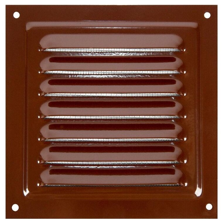 Металлическая вентиляционная решетка для вытяжки с сеткой МВМ 125с, коричневая 125х125мм